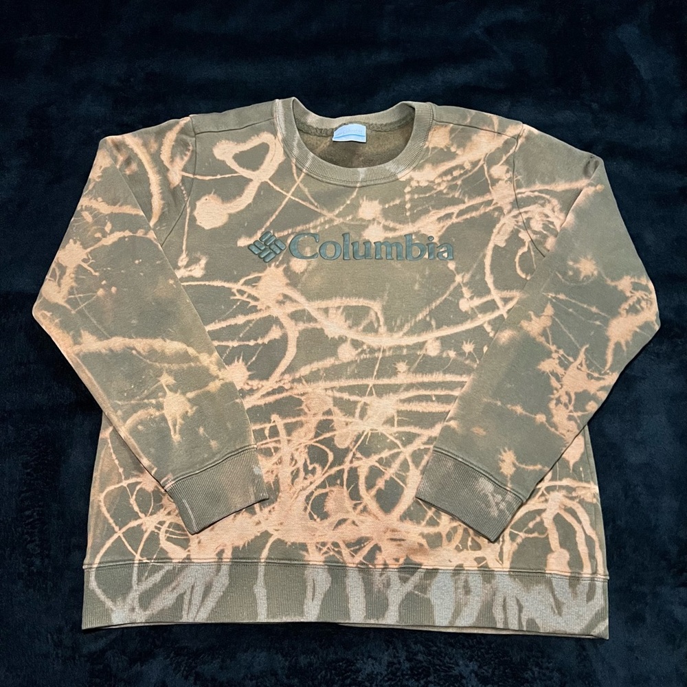 COLUMBIA Women’s Crew Neck Sweatshirt, Size L, Pullover Brown Tie Dye